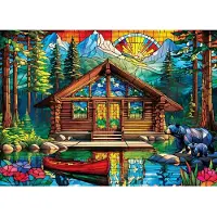 Masterpieces Puzzle en bois Cabin Spectrum - 1000 pièces art vitrail - Adulte