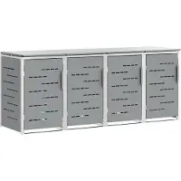 vidaXL : Boîte de rangement pour poubelles, pour 4 bacs de 240 litres, en acier inoxydable, couleur gris