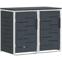 vidaXL : Boîte de rangement pour poubelles, pour 2 bacs de 240 litres, en acier inoxydable, couleur anthracite