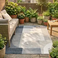 FRAAI Tapis d'extérieur abstrait - Groovy Shapes Vert | 230x330 cm | Rectangulaire | Tissage plat