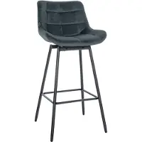 CLP Tabouret de bar pivotant Weston I Pivotant à 90 degrés I Structure métallique et repose-pieds,velours gris foncé