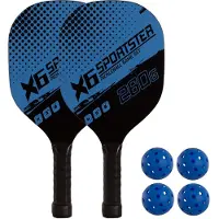 Softee Lot de 2 raquettes de pickleball en bois avec 4 balles Azul ÚNICA