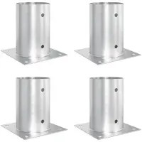 vidaXL , 4 ancrages de sol ronds, argentés, 15 x 15 x 15 cm, métal