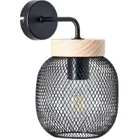 Brilliant Applique murale noire GIADA | H 26,5 cm | E27 | Métal/bois | noir/marron