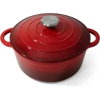 Joeji's Kitchen Joejis cocotte en fonte avec couvercle induction 28 cm 2,7 litres fonte émaillée antiadhésive plat à four fonte cuisson du pain rond rouge