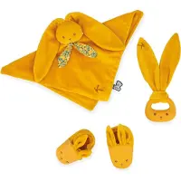 Kaloo Set cadeau Baby - Lapinoo Ocre Doudou, anneau de dentition et chaussons bébé