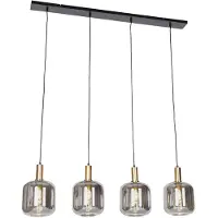 QAZQA Suspension design noire avec verre doré et fumé 4 lumières - Zuzanna
