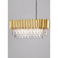 Nova Luce Suspension Magnolia Or allongé et cristal
