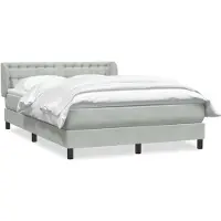vidaXL Lit boxspring avec matelas gris clair 160x210 cm velours