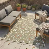 FRAAI Tapis d'intérieur et d'extérieur - Ranch Mandala Vert | 240x340 cm | Rectangulaire |