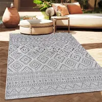Paco Home Tapis d'extérieur en lin tissé moderne Boho Ethno résistant aux intempéries extérieur Taille 80x150 cm