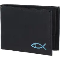 OXMOX porte-monnaie New Cryptan RFID Protect Pocketbörse Freedom Fish Print Cyan Black noir