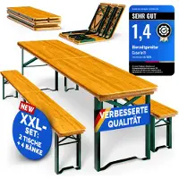 Casaria Set de tente à bière 220cm pliable 2 pièces 10 personnes grande capacité de charge bois massif