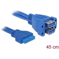 DeLOCK USB 3.0 Pin Header - Câble interne USB vers externe - tête 19 broches USB 3.0 (F) pour USB type A (F) - 45 cm - bleu