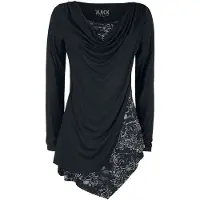 Black premium by emp T-shirt manches longues de - Haut Manches Longues Noir Avec Col Cascade & Imprimé - XS - 5XL - pour Femme - noir - Taille 5XL