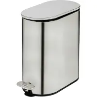 Wenko Poubelle cosmétique Mod Collungo Poubelle à pédale 5 l Acier inoxydable satiné avec système de fermeture automatique Easy-Close Revêtement anti-traces de doigts 14 x 28,5 x 29,5 cm
