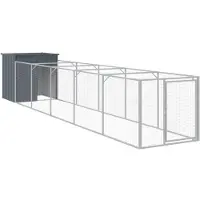 vidaXL Niche pour chiens avec enclos Anthracite 110x609x110cm Acier galvanisé
