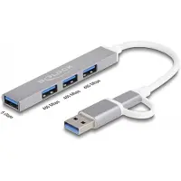 DeLOCK 64214 USB-Hub 4-fach silber