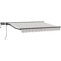 vidaXL Armature de store manuelle avec LED, gris clair et blanc, 3,5 x 2,5 m