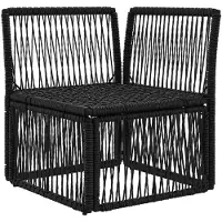 vidaXL Canapé d'angle noir en polyrotin