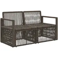 vidaXL Canapé de jardin 2 places, gris, en polyrotin