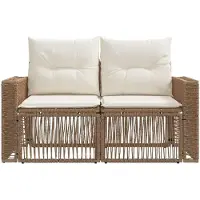 vidaXL Canapé de jardin 2 places, beige, en polyrotin