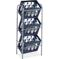 Relaxdays Étagère à caisses de boissons , H x l x P 116 x 50 x 32 cm, support pour 3 caisses, acier, étagère à caisses de bière, gris