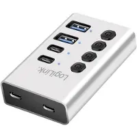 Logilink UA0446 Hub USB 3.2 , 4 ports, avec interrupteur marche/arrêt, argent