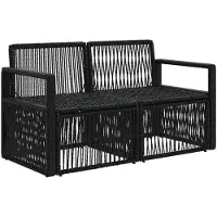 vidaXL Canapé de jardin 2 places, noir, en polyrotin
