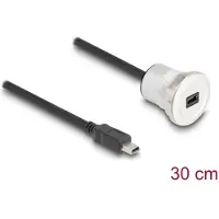 DeLOCK USB2.0 Mini-B Einbaubuchse mit Kabelp. St. Alu. 30cm