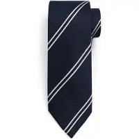 Suitable Cravate Soie Marine Rayé Double Bleu Bleu foncé