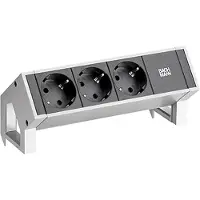 Bachmann DESK 2 - Bâti de prises - entrée, entrée GST18 - raccords de sortie : 3 - cordon de 20cm - Allemagne - noir, acier inoxydable (902.500)