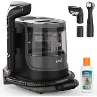Nettoyeur de taches - Set de 7 pièces - Nettoyeur de tapis avec fonction vapeur - Inc. Détachant - Nettoyeur à vapeur - jusqu'à 100°C - Noir - par