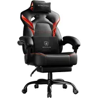 GTPLAYER Fauteuil gaming : fauteuil pour gamers avec repose-pieds, coussin lombaire, appuie-tête, hauteur réglable et accoudoirs ajustables, rouge