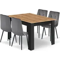 Leobert Ensemble Repas - - Libra - Noir/Gris - 120 X 80 Cm - 5 Pièces
