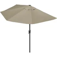 LifeGoods Parasol de balcon - Jardin - 270x135 cm - Parasol semi-circulaire - Imperméable - UPF50+ - Taupe