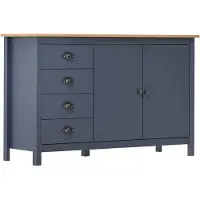 vidaXL Buffet Hill de , gris, 130 x 40 x 80 cm, en pin massif