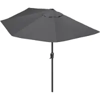 LifeGoods Parasol de balcon - Jardin - 270x135 cm - Parasol semi-circulaire - Imperméable - UPF50+ - Gris foncé
