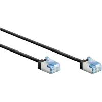 Goobay 74317 Câble patch CAT 6A ultra flexible, slim, U/FTP, noir, 0.5 m - connecteur extra court, conducteur cuivre pur (CU), LSZH, gaine TPE, AWG 32