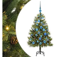 vidaXL Sapin de Noël artificiel avec branches pliables et cônes 120 cm