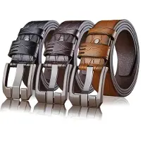 INF Ensemble de 3 ceintures pour hommes en cuir PU avec boucle à ardillon