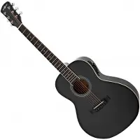 Gear4Music Guitare Électro-Acoustique Parlour Gaucher par Noir