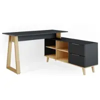 Vicco Bureau Nautica Anthracite 138x60cm avec tiroirs, XXL, Model 36904