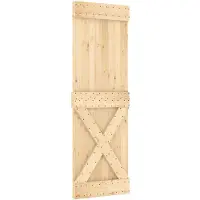 vidaXL Porte coulissante NARVIK, finition naturelle et noire, 70 x 210 cm (213,5 cm)