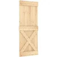 vidaXL Porte coulissante , finition naturelle et blanche, 80 x 210 cm, pin massif