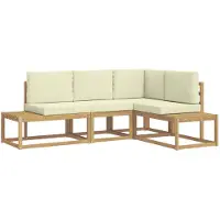 vidaXL Ensemble de canapés d'extérieur 3 pièces , blanc et crème, en polyester