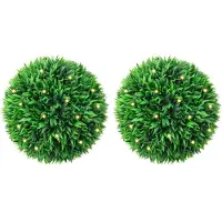 vidaXL Boules de buis artificielles avec lumières LED 2 pcs vert 38 cm