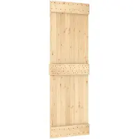 vidaXL Porte coulissante , finition naturelle et blanche, 70 x 210 cm, pin massif