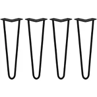 Monster 4 pieds de table en hairpin, 40,5 cm de long, avec 2 barres de renfort, diamètre 12 mm, couleur noire