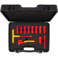 Bgs Jeu de clés à douille VDE | Emmanchement carré de 10 mm (3/8") | SW 7 - 22 mm | 12 pièces